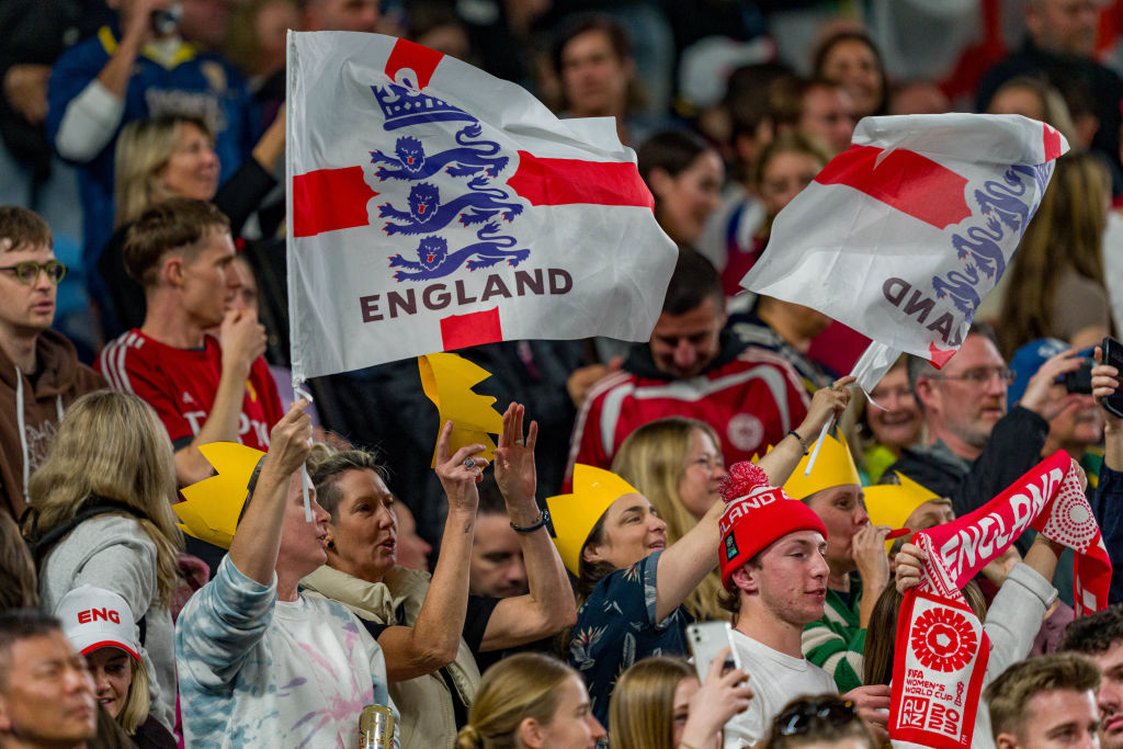 England supporters are seen during the FIFA Women's World Cup Australia & New Zealand 2023 Group D match between England and Denmark at Sydney Football Stadium on July 28, 2023 in Sydney, Australia. (Photo by Andy Cheung/Getty Images)