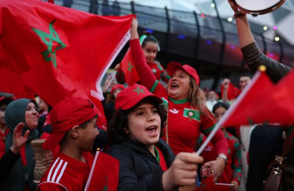 Morocco fans show their support prior to the FIFA Women's World Cup Australia & New Zealand 2023 Group H match between Germany and Morocco at Melbourne Rectangular Stadium on July 24, 2023 in Melbourne / Naarm, Australia. (Photo by Alex Pantling - FIFA/FIFA via Getty Images)
