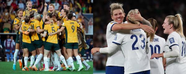 Australia and England celebrate their Quarter Final win